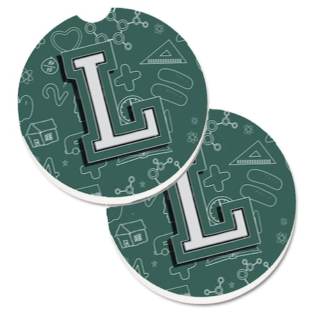 Carolines Treasures Letter L Back to School Initial Set of 2 Cup Holder Car Coaster CJ2010-LCARC